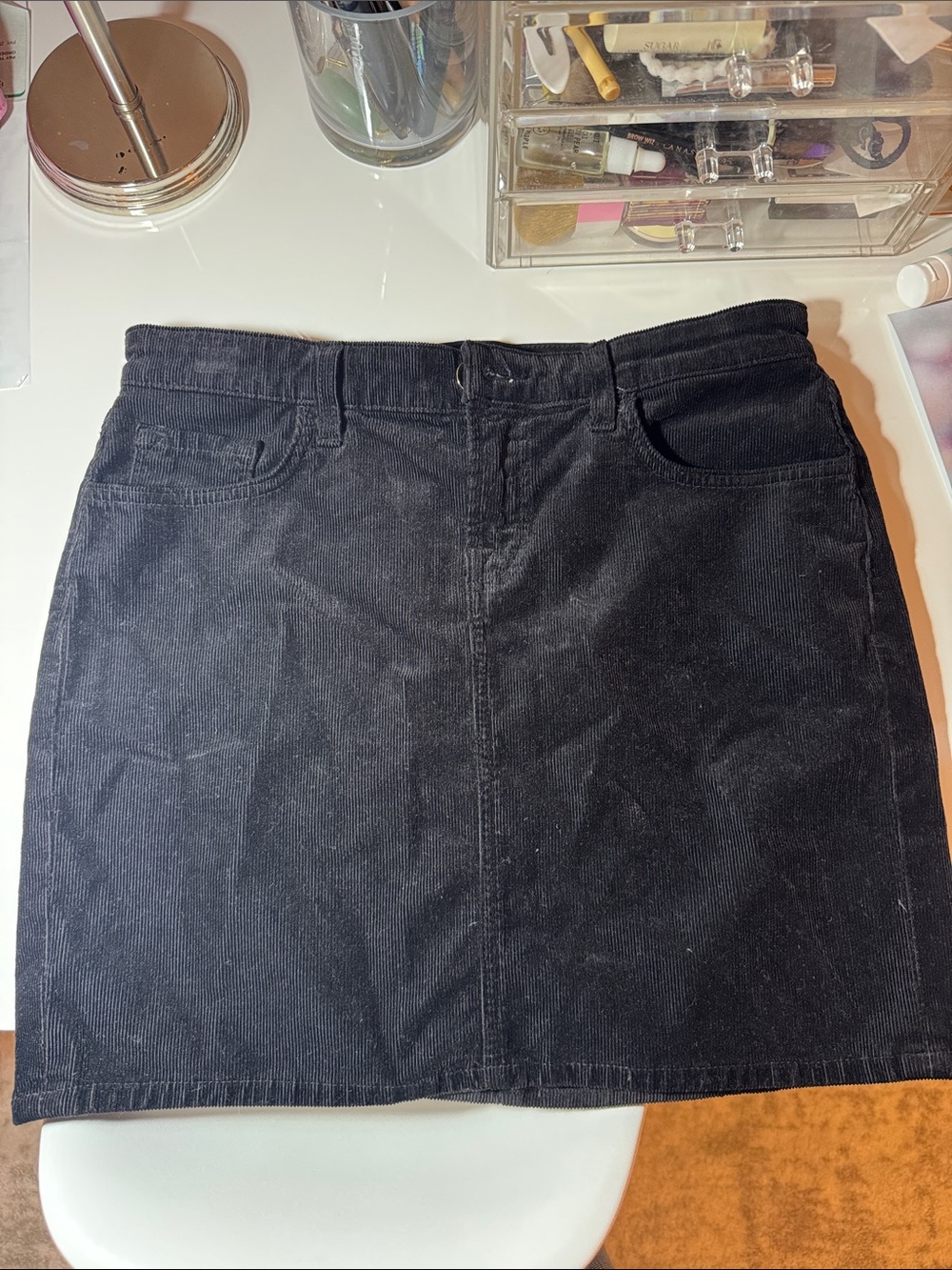 J Brand Black Corduroy Midi Skirt